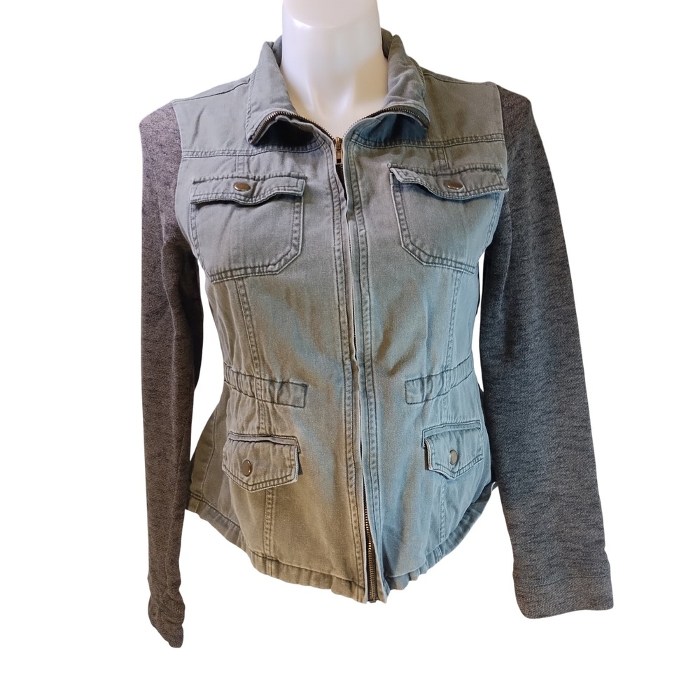 Ashley By 26 International Utility Jacket Womens LG Olive Green Gray Military